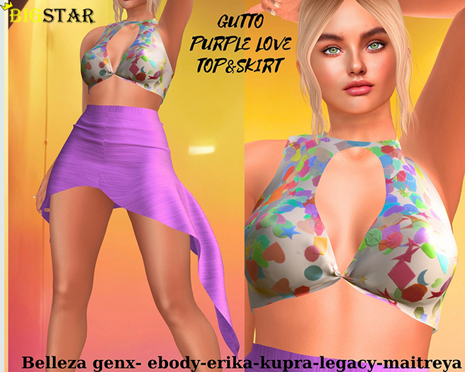 !GUTTO! PURPLE LOVE TOP&SKIRT