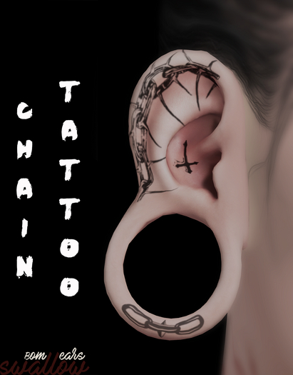 PROFANATION Chain Tattoo Swallow GAUGED XL Ears