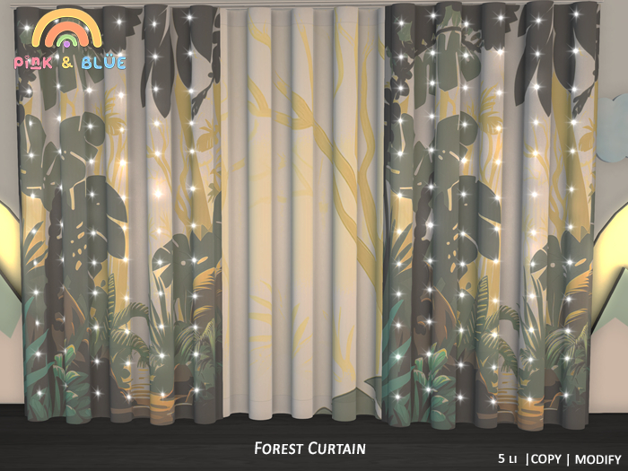 {Pink&Blue}Forest Curtain