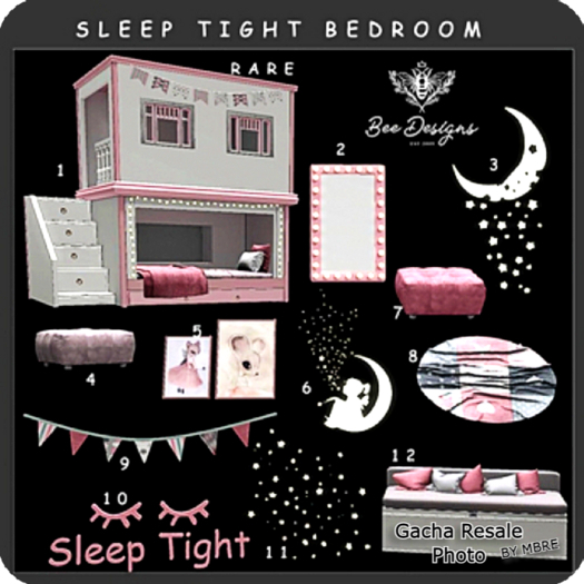 01 Bee Designs Sleep Tight Bedroom RARE