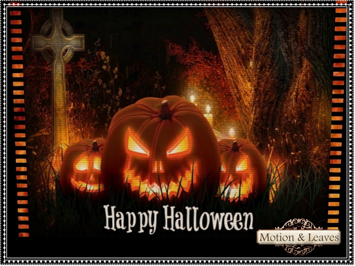 Motion & Leaves-Halloween Pumpkin Rug