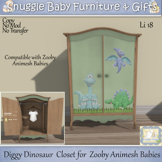 Diggy Dinosaur  Closet for Zooby Animesh Babies 