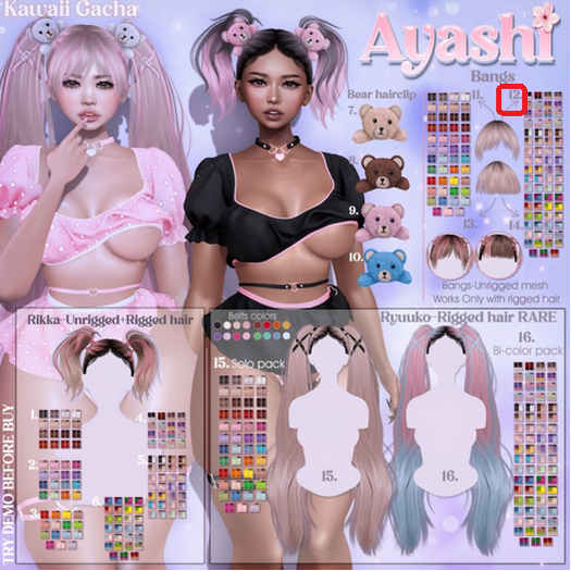 12. Ayashi Bangs version1-Bi-color pack