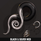 [YAN] Swirl tapers - Swallow dropped - silver med & black
