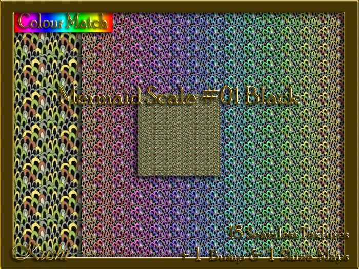 Mermaid Scale #01 Black Seamless Texture Pack