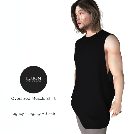 {LUJON} Oversized Muscle Shirt - Black