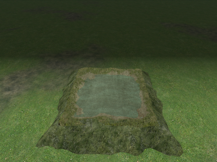 Mesh Terrain Pond On Hill Full Rights