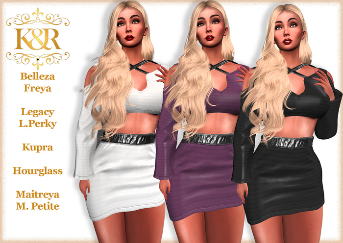 Nora and Amalia CROP TOP AND SKIRT´for Maitreya + Petite, Belleza Freya, Legacy + Perky, Kupra, 