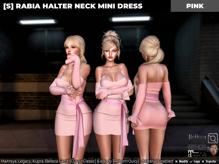 [S] Rabia Halter Neck Mini Dress Pink