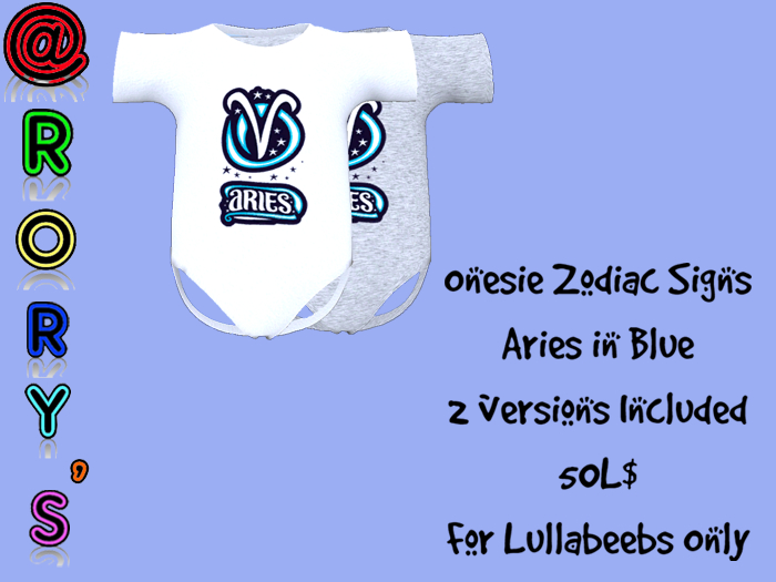@Rory's Onesie Zodiac Sign - Aries in Blue for LB
