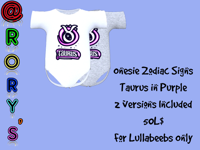 @Rory's Onesie Zodiac Sign - Taurus in Purple for LB