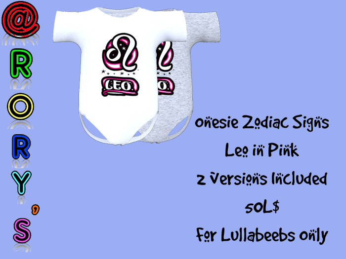 @Rory's Onesie Zodiac Sign - Leo in Pink for LB