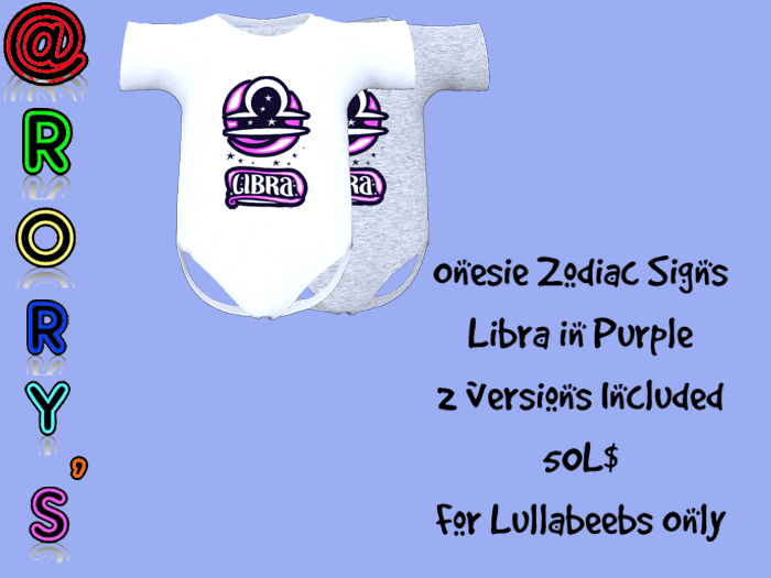 @Rory's Onesie Zodiac Sign - Libra in Purple for LB