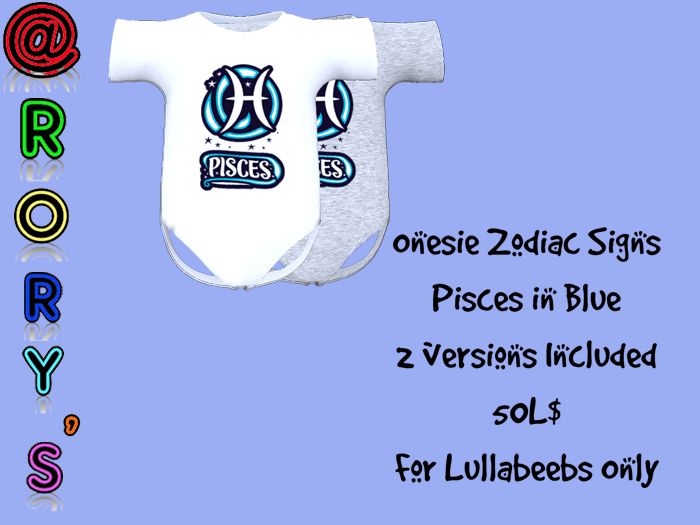 @Rory's Onesie Zodiac Sign - Pisces in Blue for LB