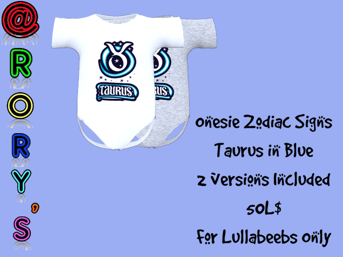 @Rory's Onesie Zodiac Sign - Taurus in Blue for LB