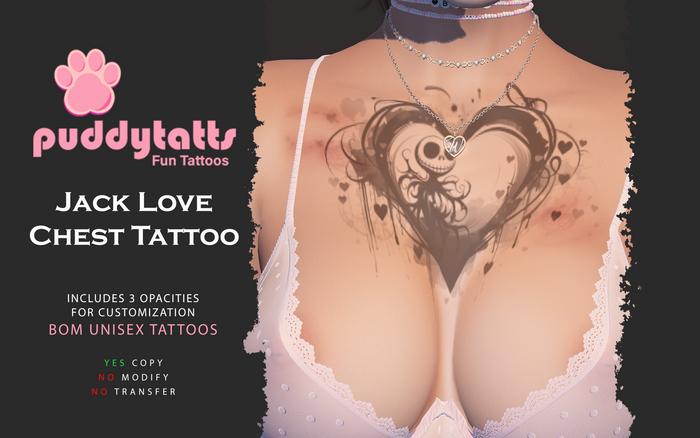 PuddyTatts - Jack Love Chest Tattoo (Add Me)