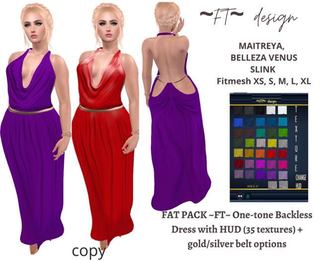 ~FT~ One-tone backless dress with HUD ready