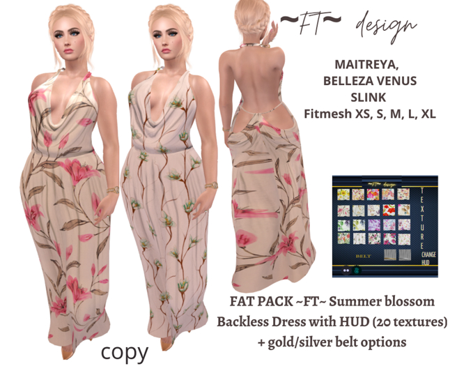 ~FT~ Summer blossom backless dress with HUD ready (add )
