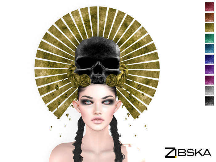 Zibska ~ Aeron Deux skull and roses color change headpiece