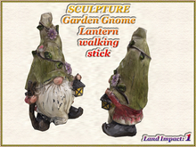 SCULPTURE - Garden Gnome - Lantern walking stick (1 LI) Full