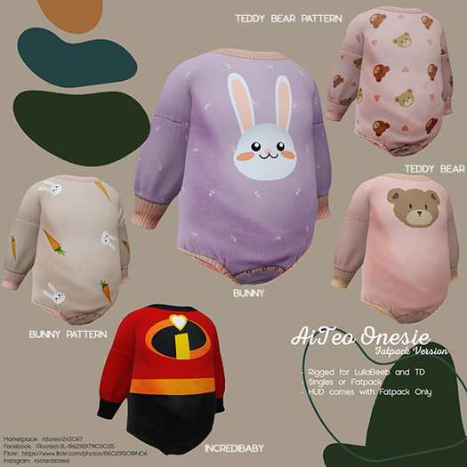 Rooted - AiTeo Onesie - Bunny Pattern
