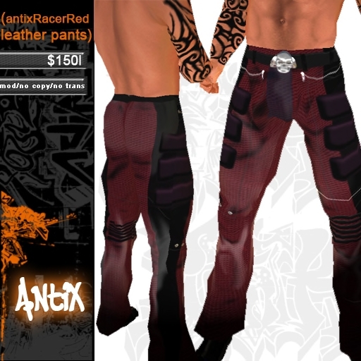 Antix - Mens Racer Red Leather Pants