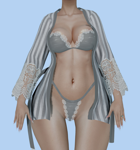 BLUEBELL Lovely Lingerie & Robe Line Gray