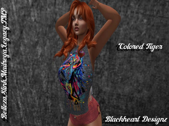 **Colored Tiger Tied Sides Straight Top** 