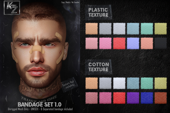 KARMAZZ Bandage set - Unrigged mesh - Unisex - Plastic/Cotton Included