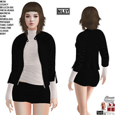 LEATHER JACKET&MINI SKIRT OUTFIT,CL&MESH BODY