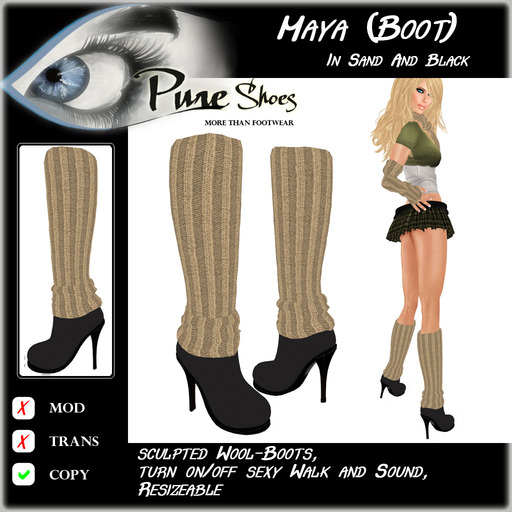 << PURE >> Pure Shoes - Maja - Boot in Sand & Black [inworld price 99L$]