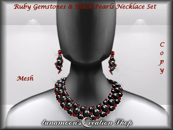 Rubies & Black Pearls Gems Necklace Set