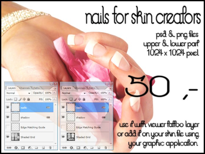 NAILS TEMPLATE - french nails - layered PSD