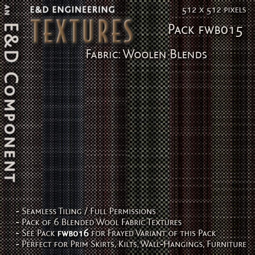 [FWB015] 6 Blended Wool Fabric Textures from E&D ENGINEERING