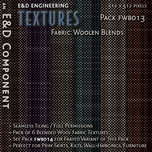 [FWB013] 6 Blended Wool Fabric Textures from E&D ENGINEERING