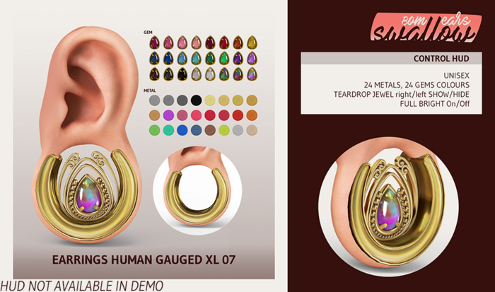 DEMO ^^Swallow^^ Earrings Gauged XL07 (f/m)