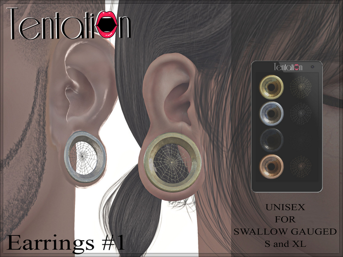 * TentatioN * Earrings #1 (GAUGED XL & S - UNISEX) (Unpacker)
