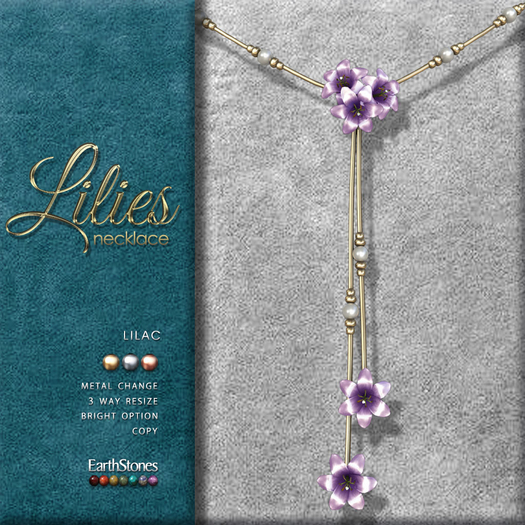 EarthStones Lilies Necklace ~ Lilac