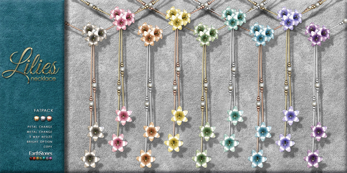 EarthStones Lilies Necklace ~ Fatpack