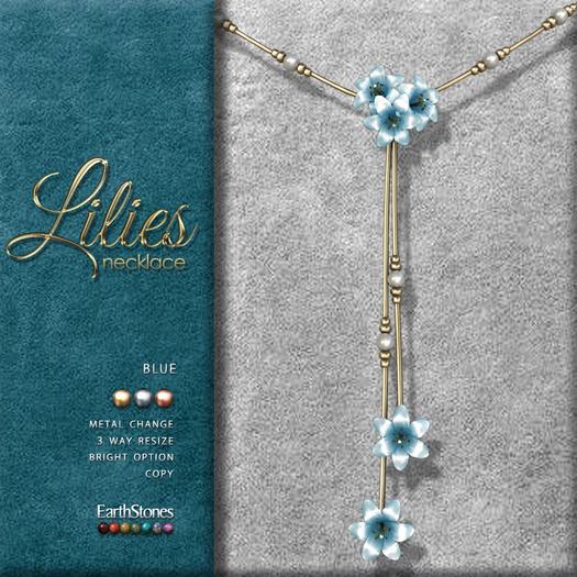EarthStones Lilies Necklace ~ Blue