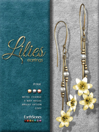 EarthStones Lilies Earrings ~ Yellow