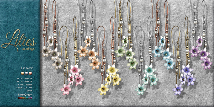 EarthStones Lilies Earrings ~ Fatpack