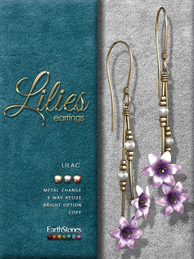 EarthStones Lilies Earrings ~ Lilac