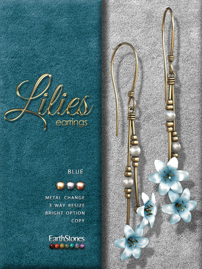 EarthStones Lilies Earrings ~ Blue