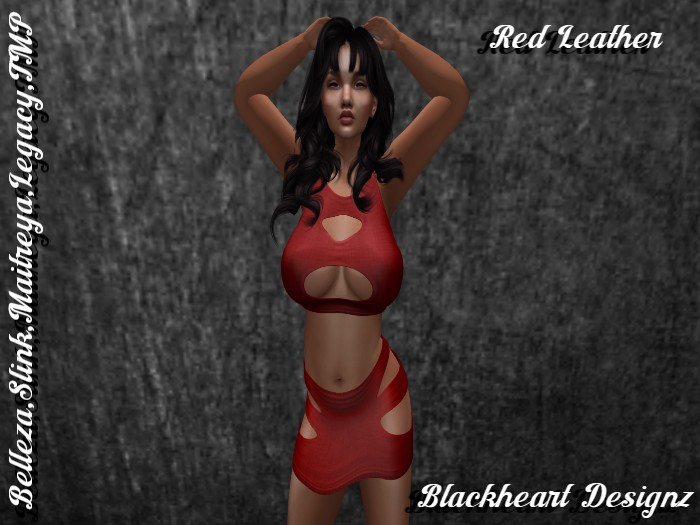**Red Leather Top/Skirt Outfit** 