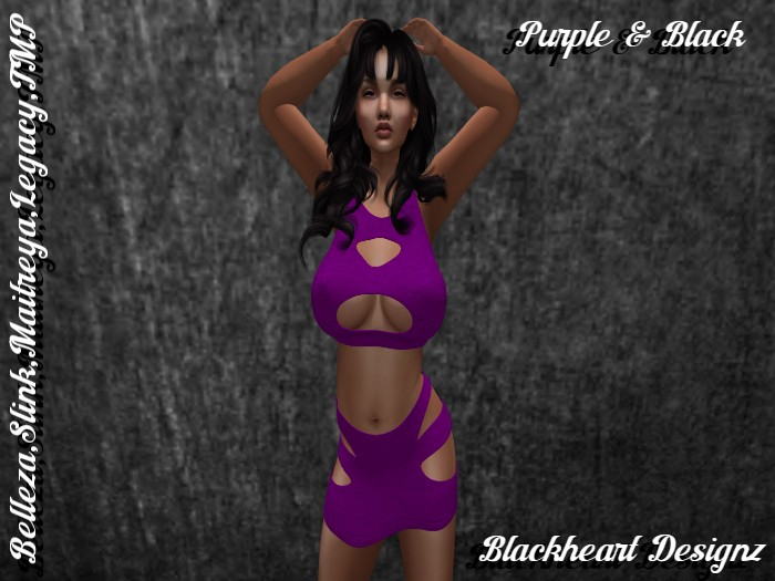 **Purple & Black Cotton Top/Skirt** Outfit 