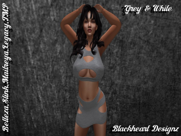 **Grey & White Cotton Top/Skirt Outfit** 