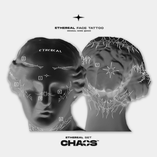 CHAOS. ethereal face tattoo