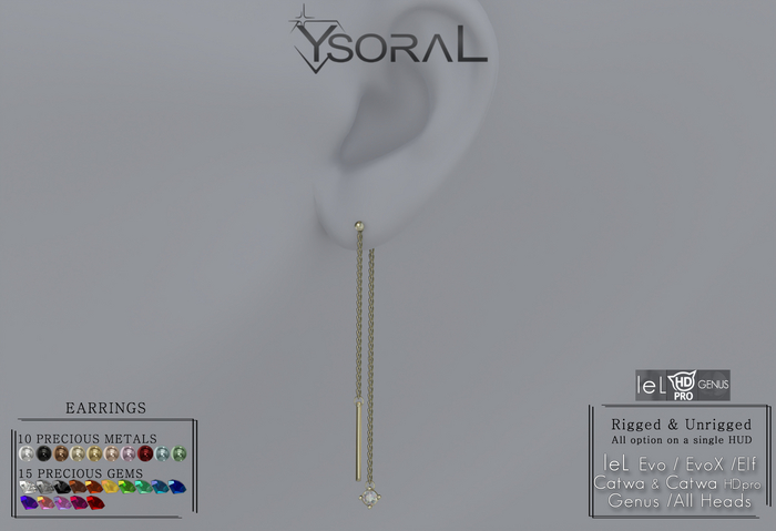 ~~ YsoraL ~~ .: Earrings Sira :.(leL Evo / Evo X - Catwa & HDpro- Genus - Unrigged) 