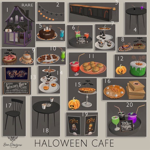 01 Bee Designs Halloween Cafe RARE
